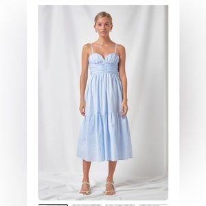 Brand new blue and white striped midi dress